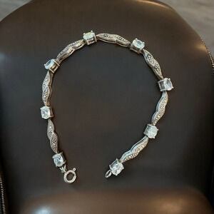 White Tourmaline & Marcasite Sterling Silver Bracelet